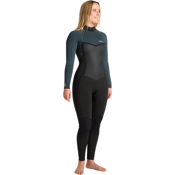 2026 C-Skins Womens Nuwave Surflite 4/3mm Back Zip Wetsuit C-NSL43WBZ - Black / Dark Forest / Retro Blue